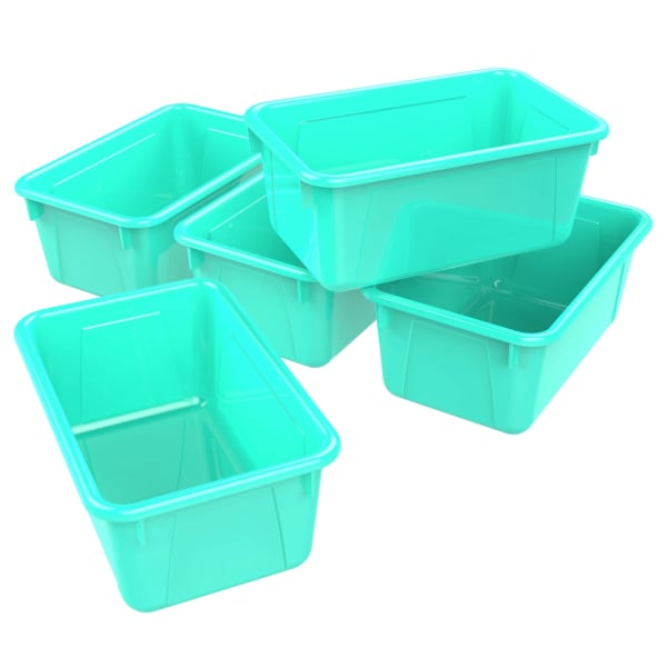 Storex Small Cubby Bins, 5-1/4inH x 8inW x 12-5/16inD, Teal, Pack Of 5 Bins