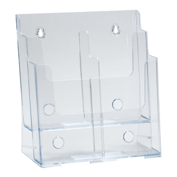 Azar Displays 2-Tier 4-Pocket Plastic Trifold Brochure Holder, 11-1/4inH x 9-1/4inW x 5inD, Clear