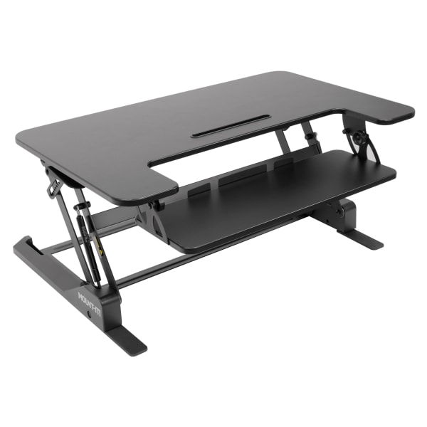 Mount-It! MI-7926 36.2inW Standing Desk Converter With Gas Spring Riser, Black