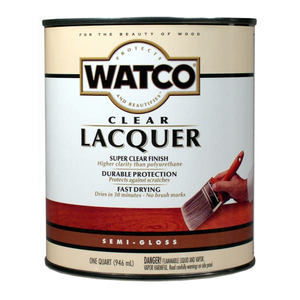 Watco Lacquer Clear Wood Finish, 32 Oz, Semi-Gloss, Pack Of 6 Cans