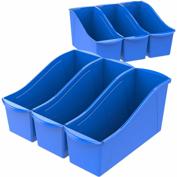 Storex Book Bin Set, Medium Size, Blue, Carton Of 6