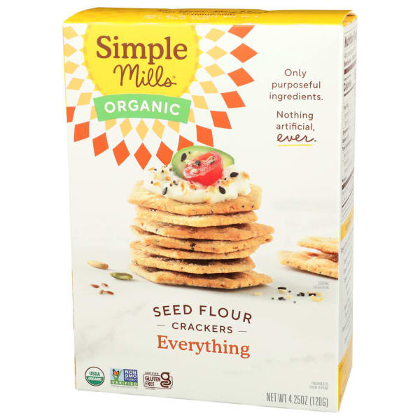 Simple Mills Seed Flour Crackers, Everything, 4.25 Oz, Total Qty 6