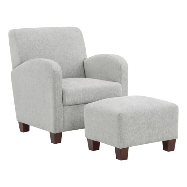 Office Star Aiden Chair With Legs And Ottoman, Smoke/Espresso