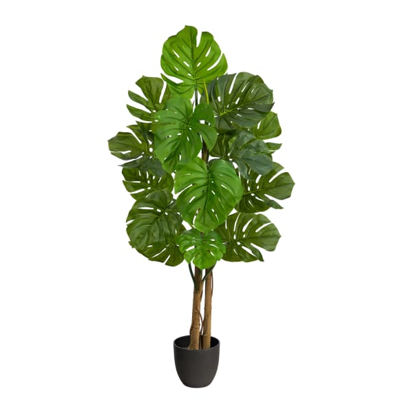 Nearly Natural Monstera 48inH Artificial Tree With Planter, 48inH x 16inW x 16inD, Green/Black