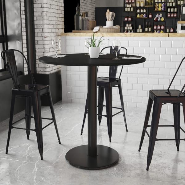 Flash Furniture Square Laminate Table Top With Table Height Base, 43-3/16inH x 42inW x 42inD, Black