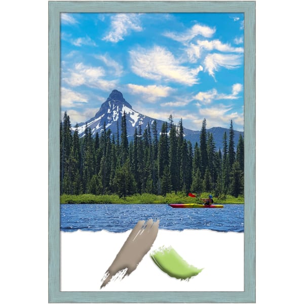 Amanti Art Wood Picture Frame, Opening Size 24in x 36in, 26in x 38in, Sky Blue Rustic