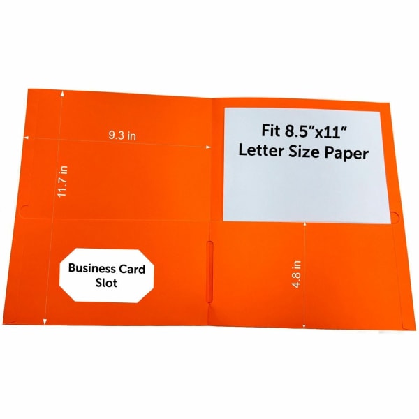 Sparco Leatherette Portfolio, 8-1/2in x 11in, 2 Pocket, Orange, Box of 25