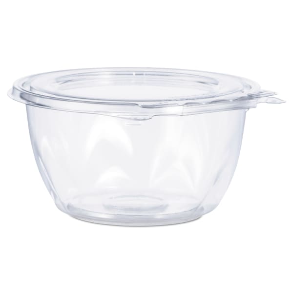 Dart SafeSeal Tamper-Resistant Tamper-Evident Bowls With Flat Lids, 16 Oz, Clear, Carton Of 240 Bowls