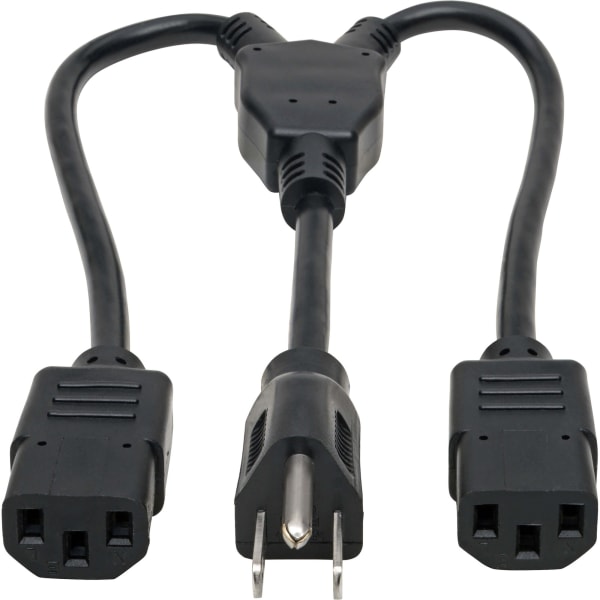 Eaton Tripp Lite Series Power Cord Splitter, C14 to 2xC13 PDU Style - 10A, 250V, 18 AWG, 18-in. (45.72 cm), Black - P00418N2C13