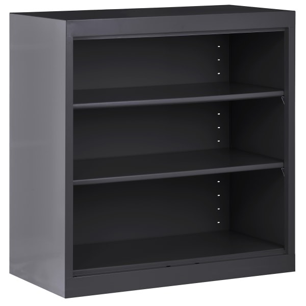 Sandusky 3-Shelf Welded Steel Bookcase, 36inH x 36inW x 18inD, Black