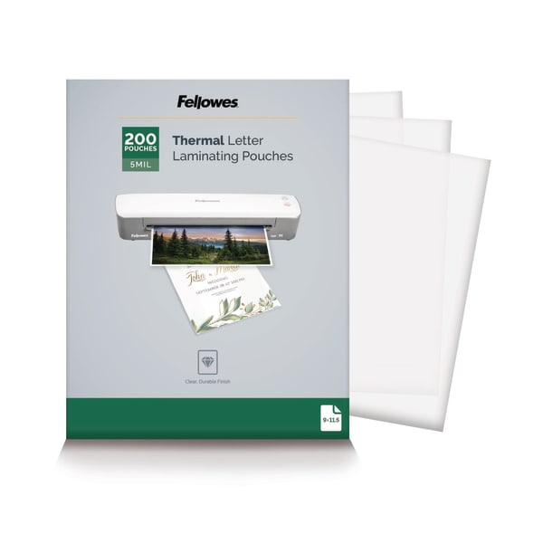 Fellowes Laminating Pouches, Letter, 5 mil, 11 1/2in x 9in, Clear, Pack Of 200