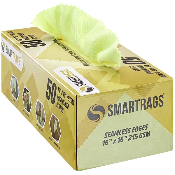 Hospeco SmartRags Disposable Microfiber Towels, 35 Gram, 215 GSM, 16in x 16in, Yellow, 50 Towels Per Box, Case Of 8 Boxes