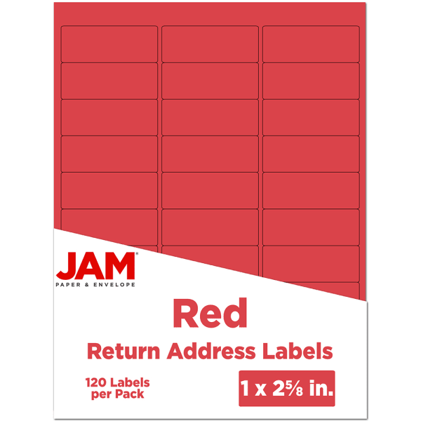 JAM Paper Mailing Address Labels, Rectangle, 2 5/8in x 1in, Red, Pack Of 120