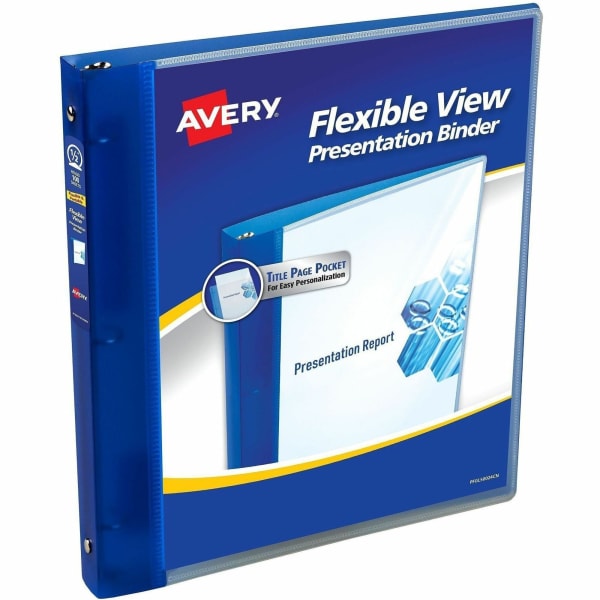 Avery Flexible 3-Ring Binder, 1/2in Round Rings, Blue