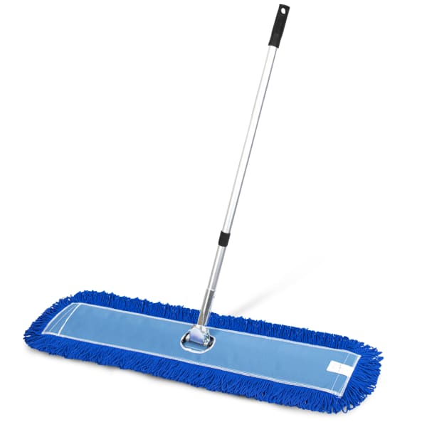 Gritt Commercial All-In-One Microfiber Dust Mop Set With 72in Telescopic Handle, 48in, Blue/Silver