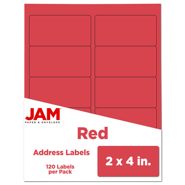JAM Paper Mailing Address Labels, Rectangle, 2in x 4in, Red, Pack Of 120