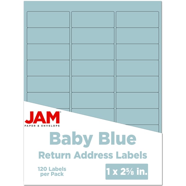 JAM Paper Mailing Address Labels, Rectangle, 2 5/8in x 1in, Baby Blue, Pack Of 120