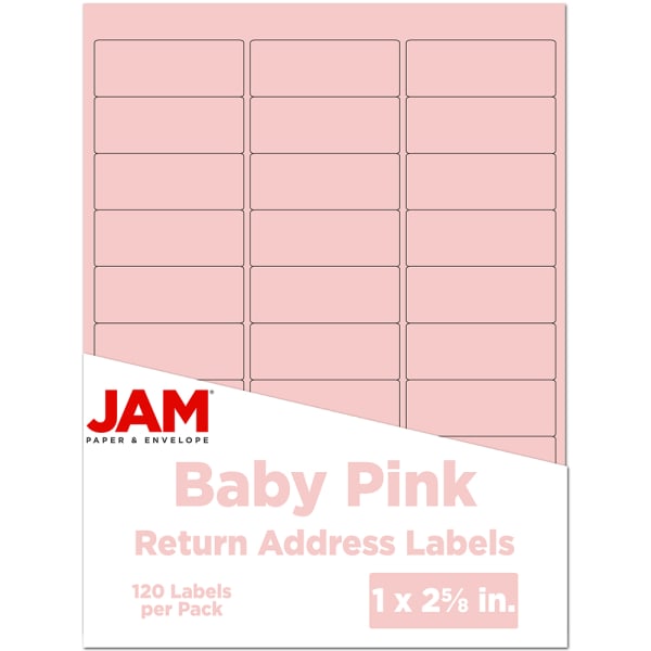 JAM Paper Mailing Address Labels, Rectangle, 2 5/8in x 1in, Baby Pink, Pack Of 120