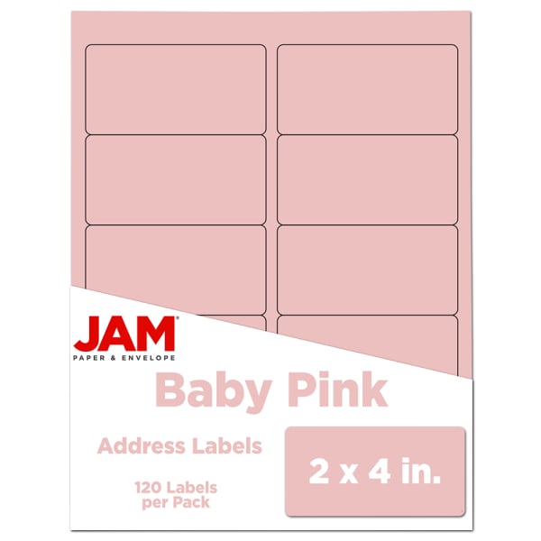 JAM Paper Mailing Address Labels, Rectangle, 2in x 4in, Baby Pink, Pack Of 120