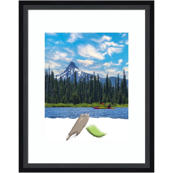 Amanti Art Rectangular Wood Picture Frame, 12in x 15in With Mat, Lucie Black