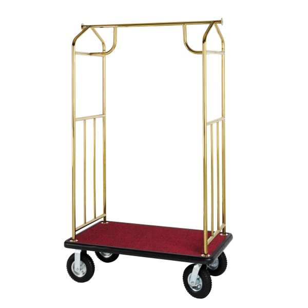 Hospitality 1 Source Transporter Bellmans Cart, 68inH x 43inW x 25inD, Burgundy Carpet/Titanium Gold