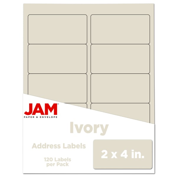 JAM Paper Mailing Address Labels, Rectangle, 2in x 4in, Ivory, Pack Of 120