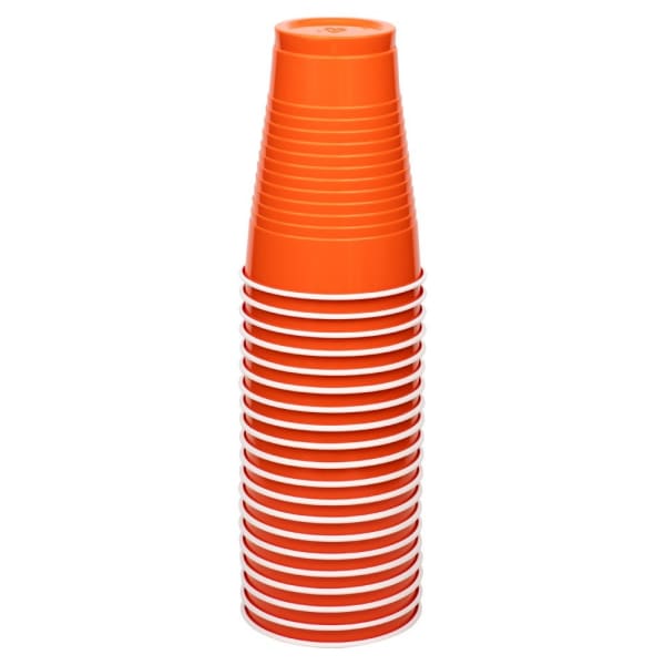 JAM PAPER Plastic Party Cups, 12 oz, Orange, 20 Glasses/Pack
