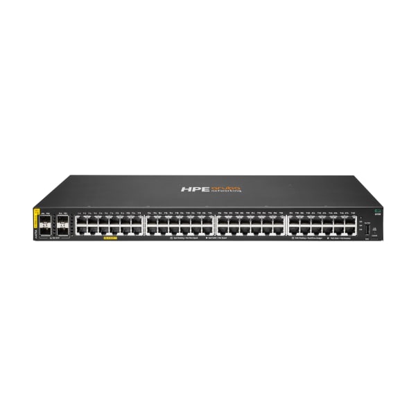 Aruba 6100 48G Class4 PoE 4SFP+ 370W Switch - 48 Ports - Manageable - 3 Layer Supported - Modular - 30.60 W Power Consumption - 370 W PoE Budget - Twisted Pair, Optical Fiber - PoE Ports - 1U High - Rack-mountable, Wall Mountable