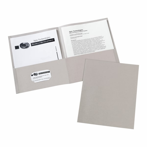 Avery 2-Pocket Folders, Letter Size, Gray, Pack Of 25