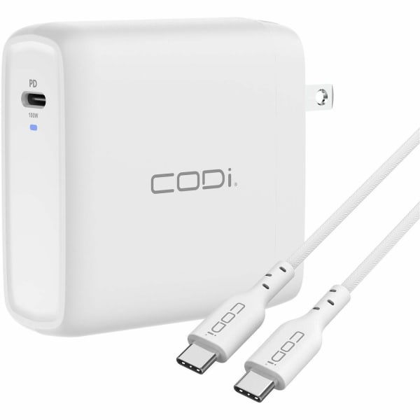 CODi 100W Wall USB-C Charger with 6.5ft USB2.0 EPR Braided Cable - Fast-charging, Over-current protection, over-voltage protection, and short-circuit protection