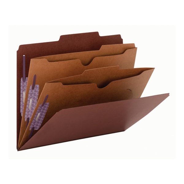 Smead Classification Folders, 2 Dividers, 2in Expansion, Letter Size, 60% Recycled, Red, Box Of 10