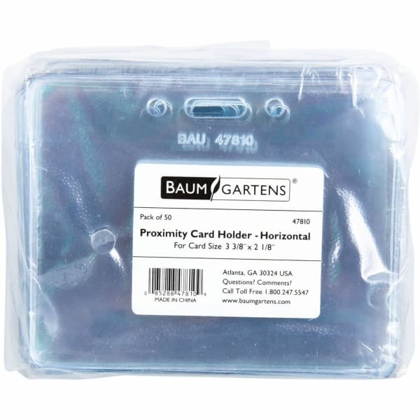 SICURIX Badge Holder - Support 3.50in x 2.37in Media - Horizontal - Vinyl - Clear - 50 / Pack