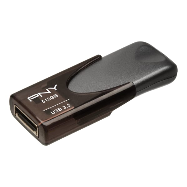 PNY Elite Turbo Attache 4 USB 3.2 Flash Drive, 512GB, Dark Gray