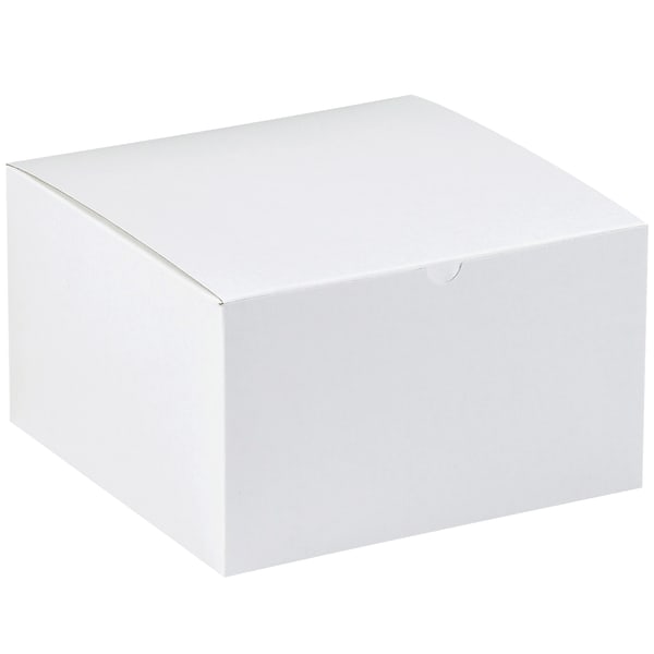 Partners Brand Gift Boxes, 10inL x 10inW x 6inH, 100% Recycled, White, Case Of 50