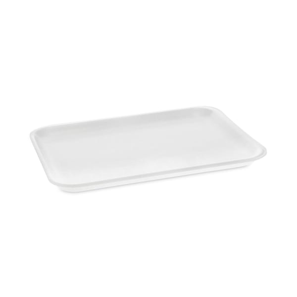 Pactiv Evergreen Foam Trays, Meat, #4 Shallow, 9-1/8in x 7-1/8in x 5/8in, White, Pack Of 500 Trays