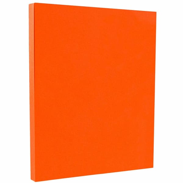 JAM Paper Card Stock, Mandarin Orange, Letter (8.5in x 11in), 65 Lb, Pack Of 50