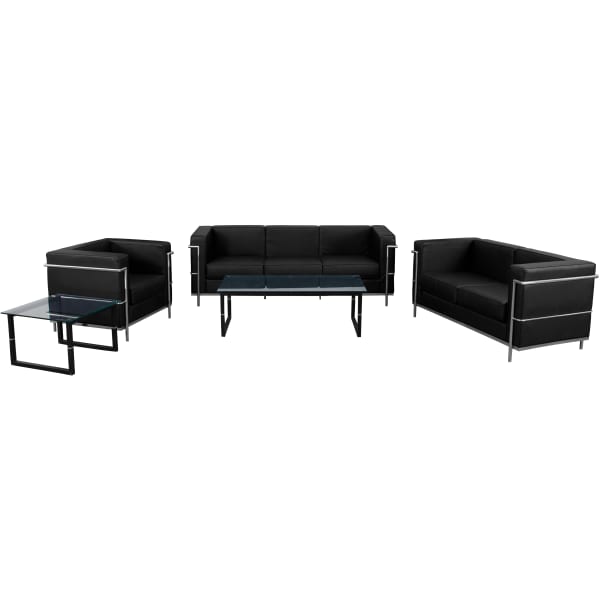 Flash Furniture HERCULES Regal Series Reception Set in LeatherSoft, Black