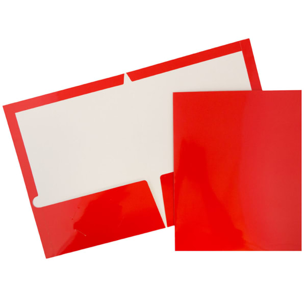 JAM Paper Glossy 2-Pocket Presentation Folders, Red, Pack of 6
