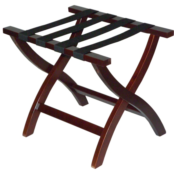 CSL Premier High Back Wood Luggage Rack, 24inH x 23inW x 19inD, Mahogany/Black
