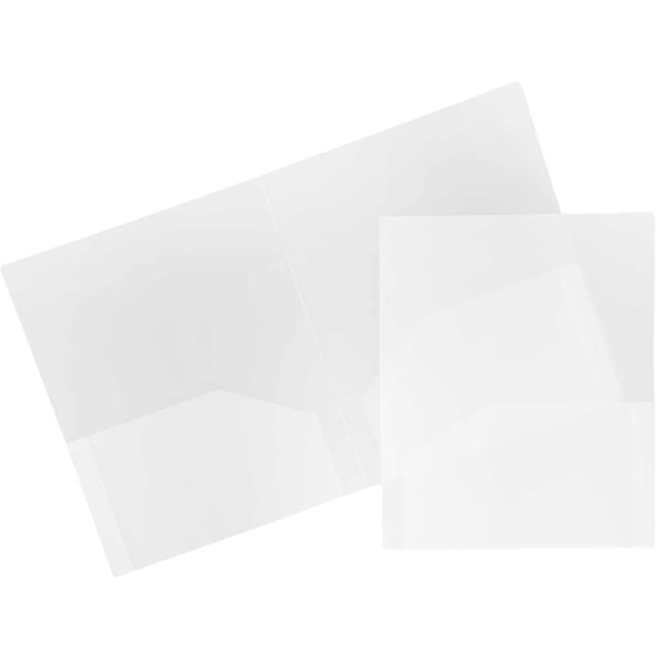 JAM Paper Heavy-Duty 2-Pocket Plastic Presentation Folders, 9in x 12in, Clear, Pack Of 6