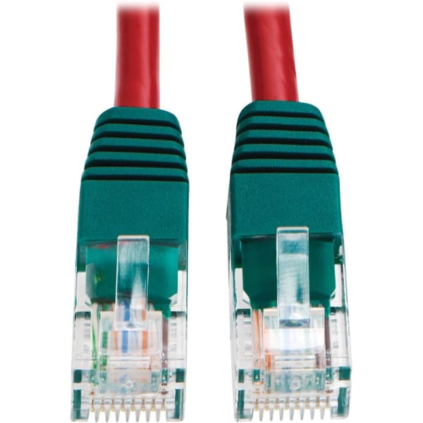 Tripp Lite Cat5e 350 MHz Crossover Molded (UTP) Ethernet Cable (RJ45 M/M) PoE Red 10 ft. (3.05 m) - 10 ft Category 5e Network Cable for Network Device, Switch - First End: 1 x RJ-45 Network - Male - Second End: 1 x RJ-45 Network - Male - 1 Gbit/s