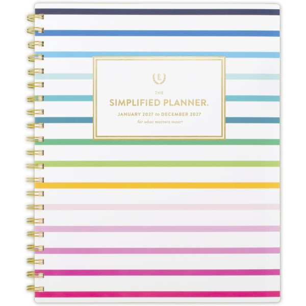 Simplified by Emily Ley for AT-A-GLANCE 2027 Weekly Monthly Planner, Happy Stripe, Large, 8 1/2in x 11in