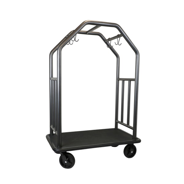 Hospitality 1 Source Estate Bellmans Cart, 71inH x 48inW x 27inD, Black Rubber Decking/Coastal Hammertone