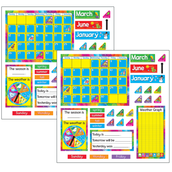 TREND Year Around Calendar Bulletin Board Sets, 17-1/2in x 23-1/4in, Assorted Colors, Pack Of 2 Sets