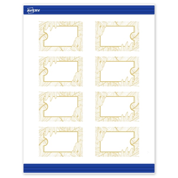 Avery Printable Tags With Sure Feed Technology, 2in x 3in, Matte White With Gold Florals, Pack Of 80
