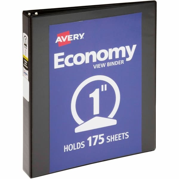 Avery Economy View Binder, 1in Ring, 8 1/2in x 11in, Black, Pack Of 4