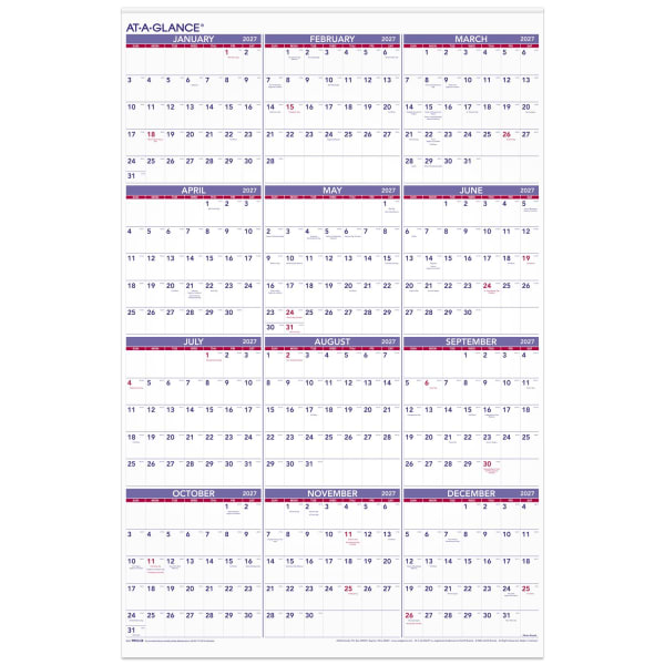 AT-A-GLANCE 2027 Yearly Wall Calendar, Extra Large, 24in x 36in
