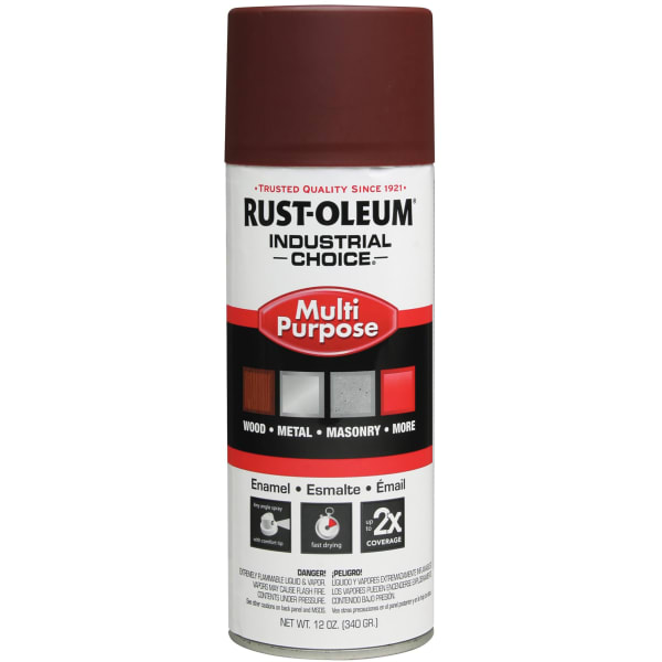 Rust-Oleum Industrial Choice 1600 System Multi-Purpose Enamel Spray Primer, 12 Oz, Flat Red, Case Of 6 Cans