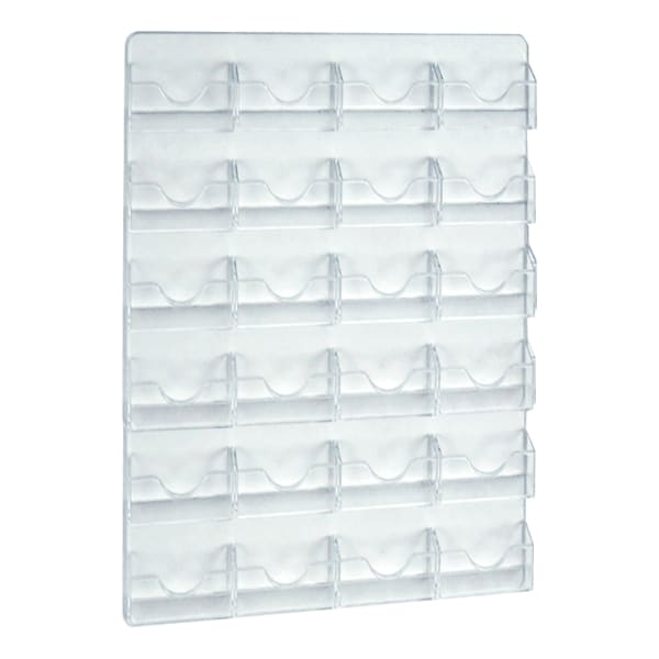 Azar Displays 24-Pocket Wall-Mount Business Card Holders, 18inH x 15-5/8inW x 1inD, Clear, Pack Of 2 Holders