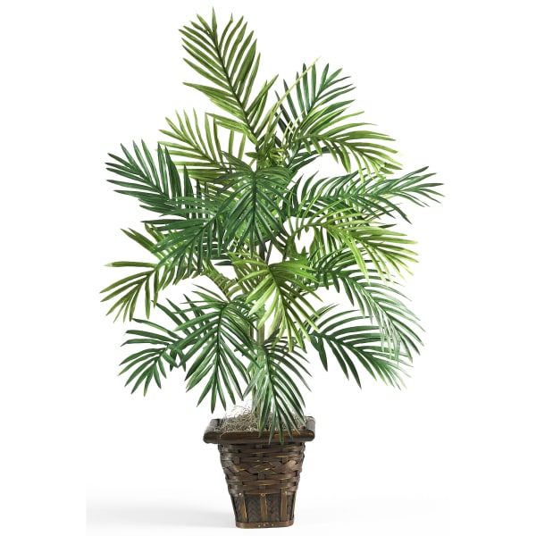 Nearly Natural 38inH Silk Areca Palm Plant With Wicker Basket, Green